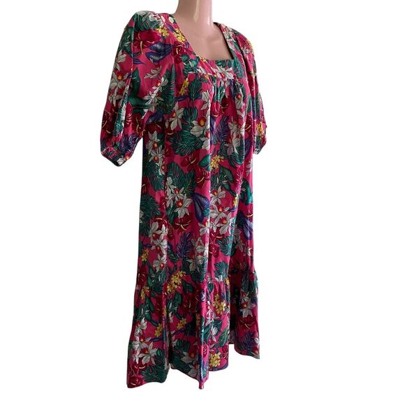 Hawaiian Casuals MuuMuu Dress Womens Small Floral Ruffle Pocket Hawaii - Picture 2 of 6